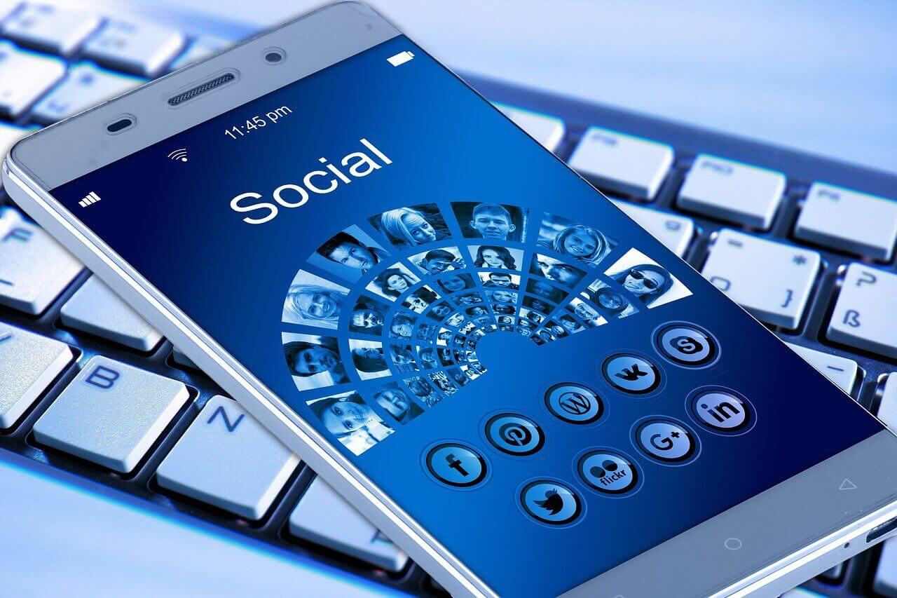 Image of a mobile phone screen that has the word social